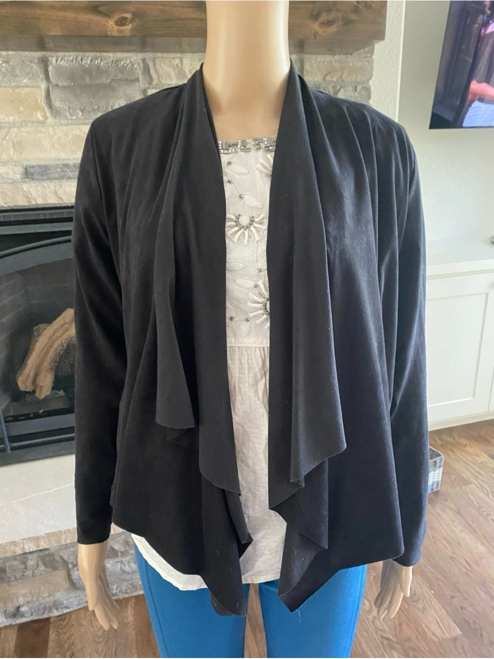 Black drape front cardigan